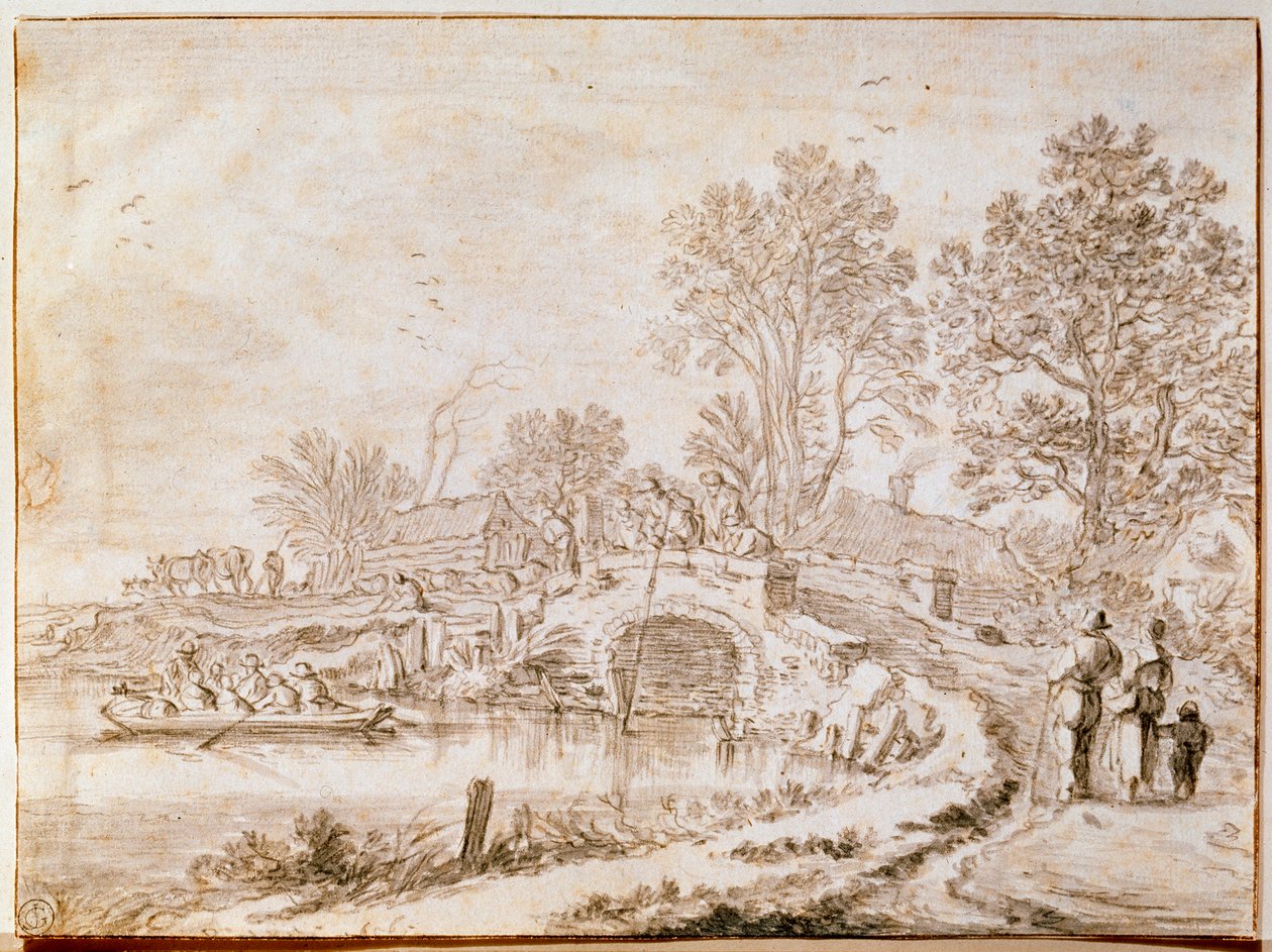 Brug Over een Kanaal in de Maand Mei, 1656 door Pieter Molijn