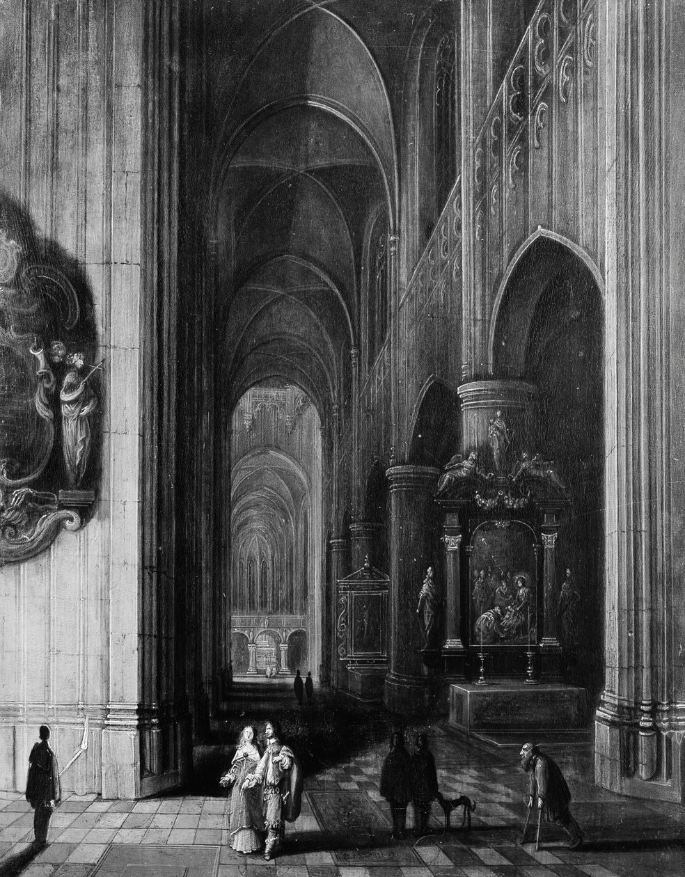 Interieur van een gotische kerk 