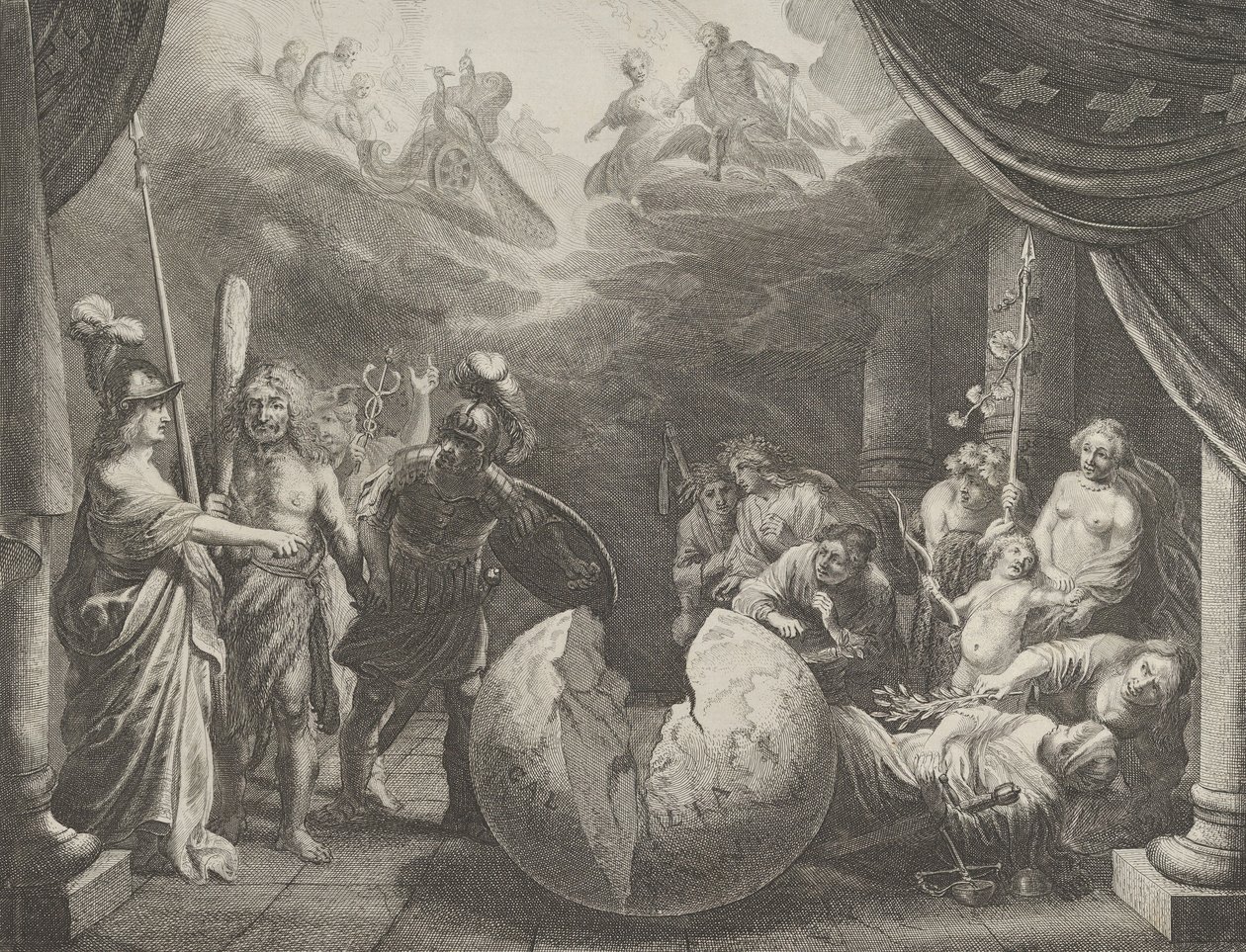 Plaat 11: Allegorie op de Onenigheid in Frankrijk, uit Caspar Barlaeus, Medicea Hospes, 1638 door Pieter Nolpe