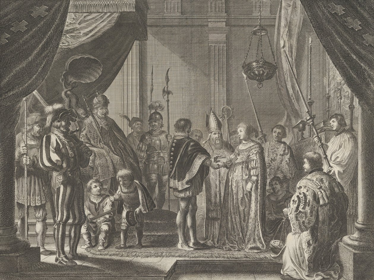 De bruiloft van Francisco I de Medici en Johanna van Oostenrijk, uit Caspar Barlaeus door Pieter Nolpe