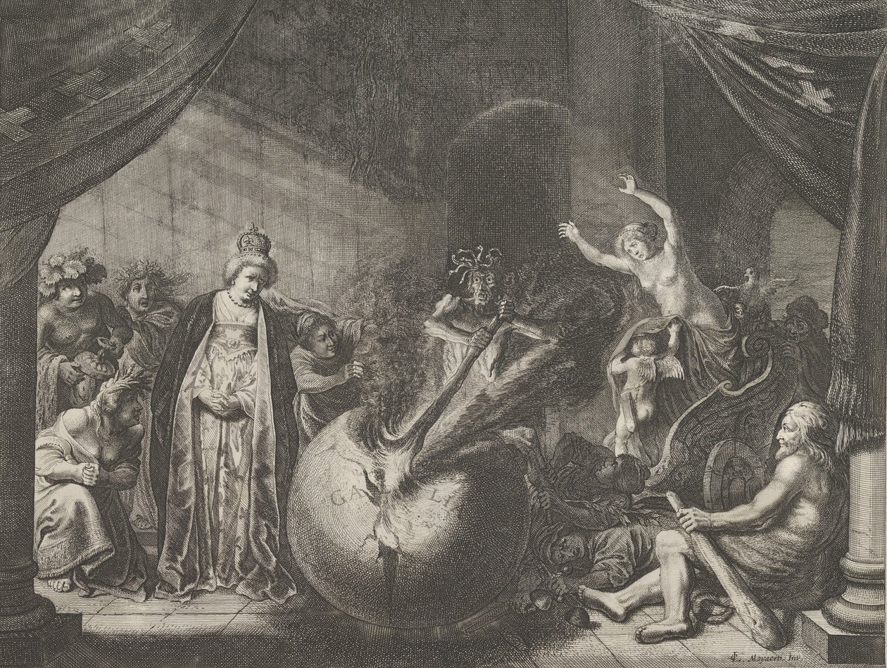Plaat 9: Allegorie op de Onenigheid in Frankrijk, uit Caspar Barlaeus, Medicea Hospes, 1638 door Pieter Nolpe