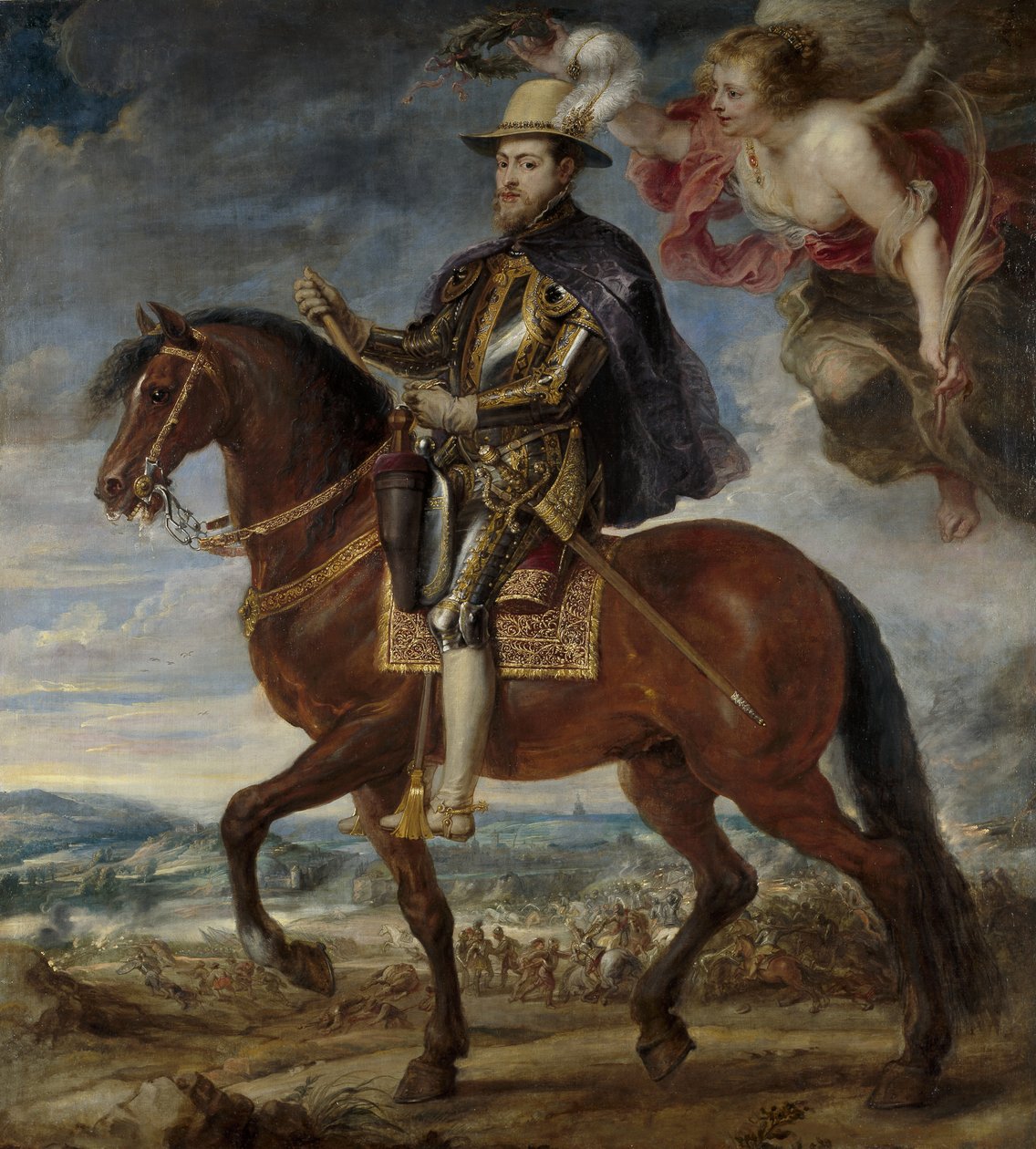 Portret van Filips II 1527-1598 te paard, 1628 door Peter Paul Rubens