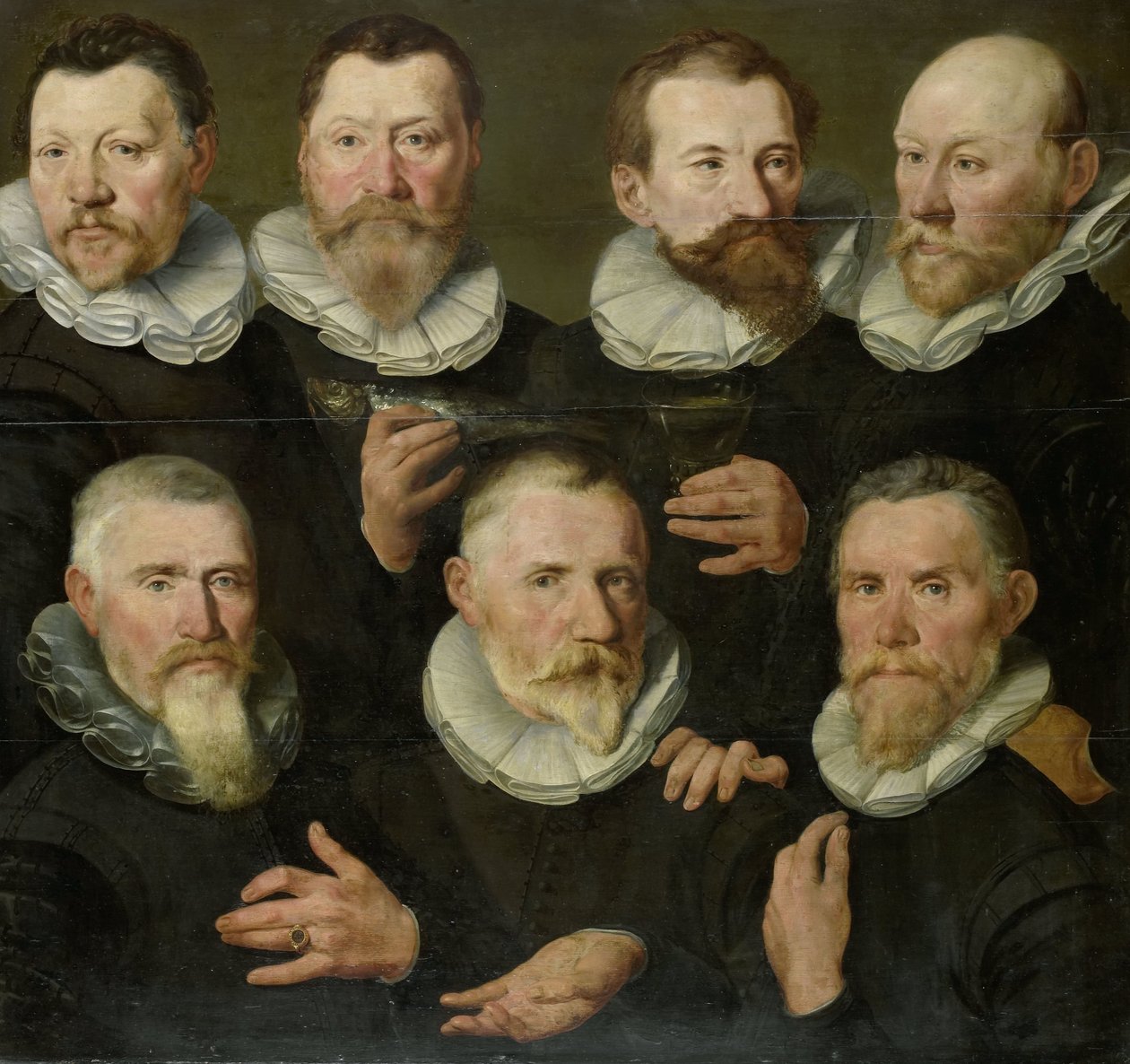 Het gezelschap van kapitein Pieter Dircksz Hasselaer en luitenant Jan Gerritsz Hooft, Amsterdam door Pieter Pietersz. (I) (circle of)