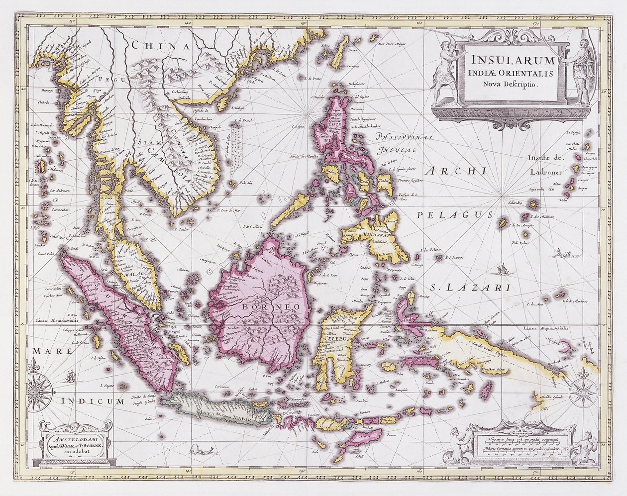 Kaart van China en Indonesië, ca. 1710 door Pieter Schenk