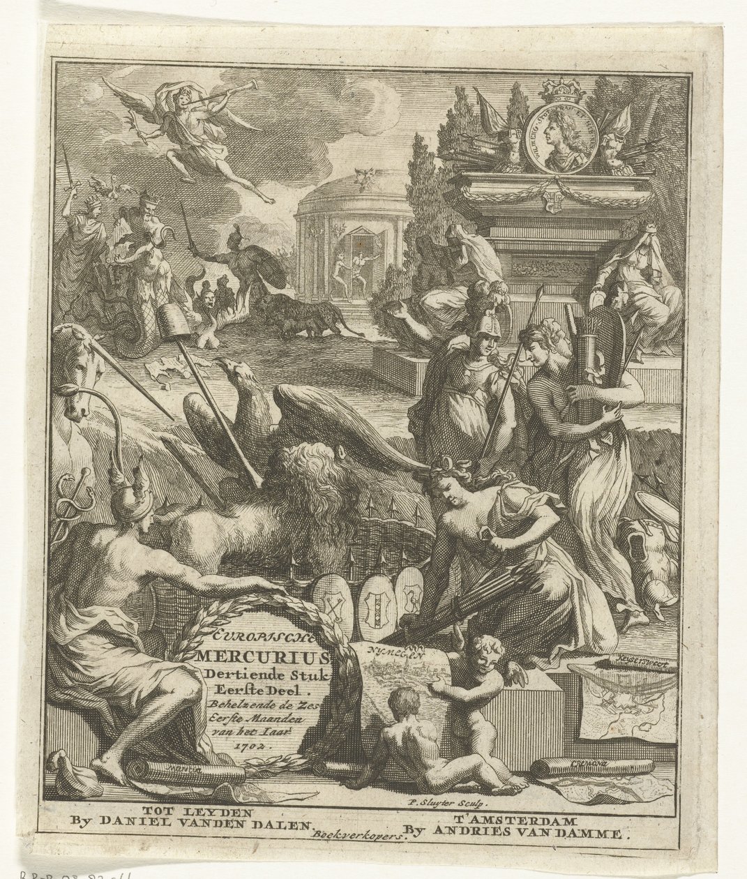 Titelblad voor de Europische Mercurius van 1702 door Pieter Sluyter