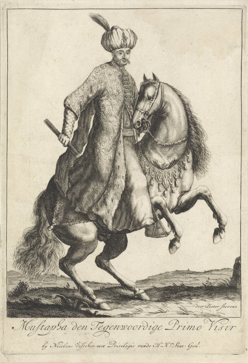 Ruiterportret van Kara Mustafa, Grootvizier in het Turkse leger door Pieter Stevens (vermeld in 1689)