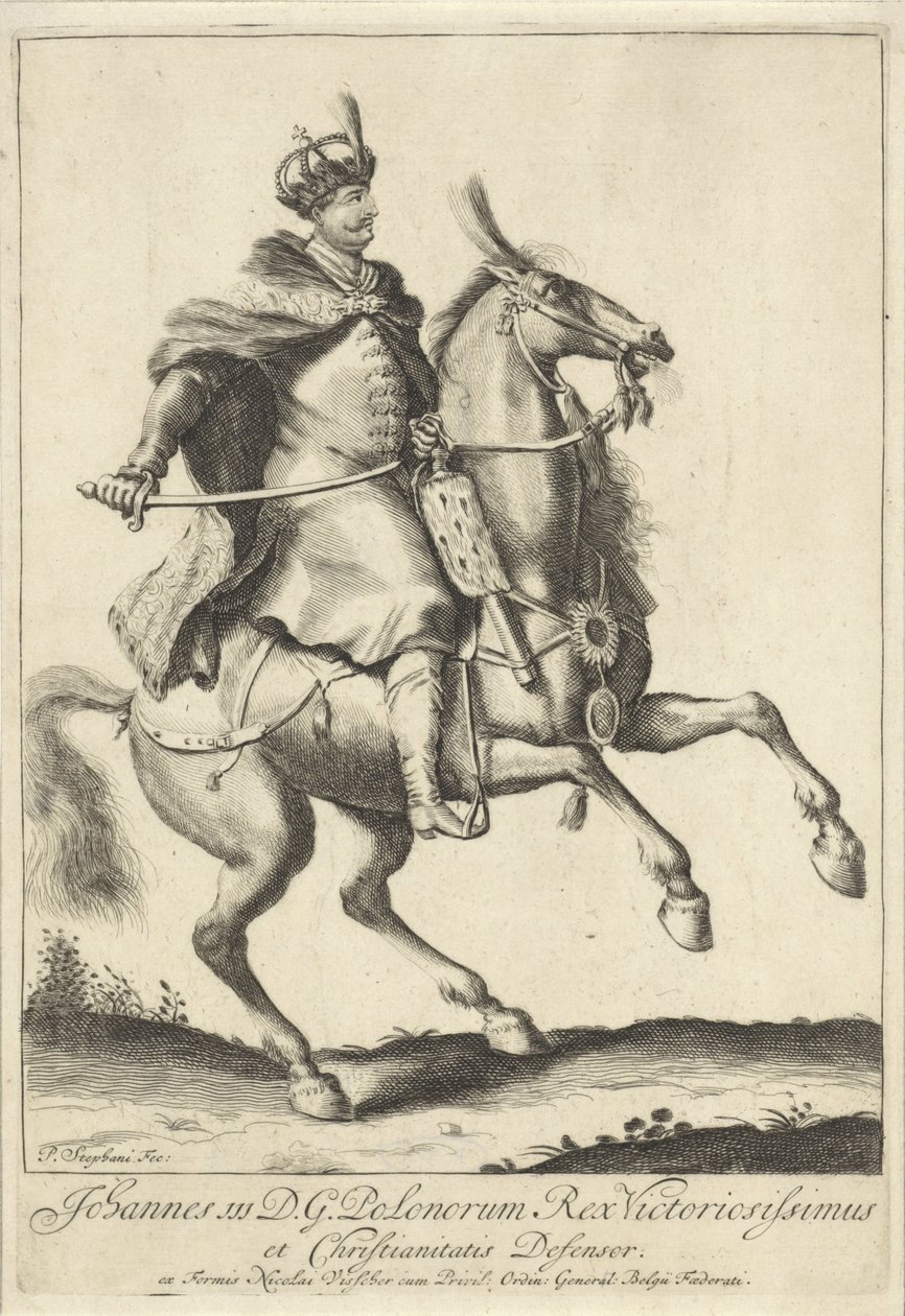 Ruiterportret van koning Jan III Sobieski van Polen door Pieter Stevens (vermeld in 1689)