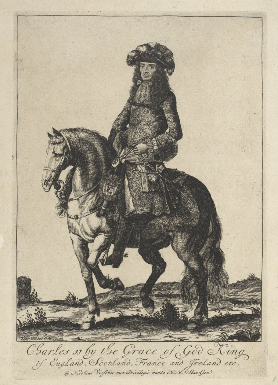 Ruiterportret van koning Karel II van Engeland door Pieter Stevens (vermeld in 1689)