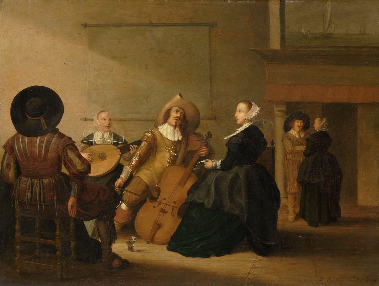Een Muzikaal Gezelschap in een Interieur door Pieter Symonsz Potter