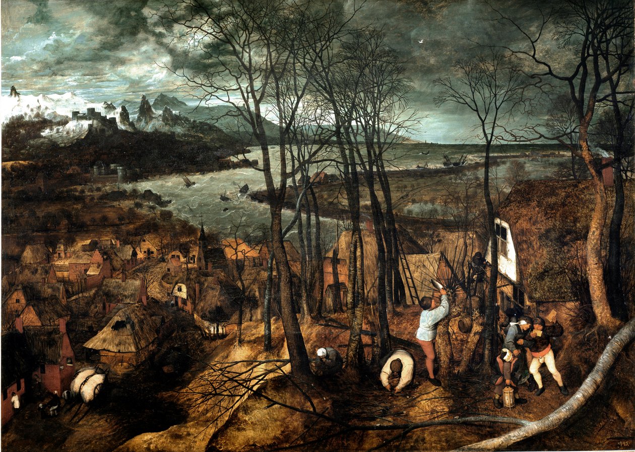 Bewolkte dag. Schilderij door Pieter Bruegel de Oude door Pieter Bruegel the Elder