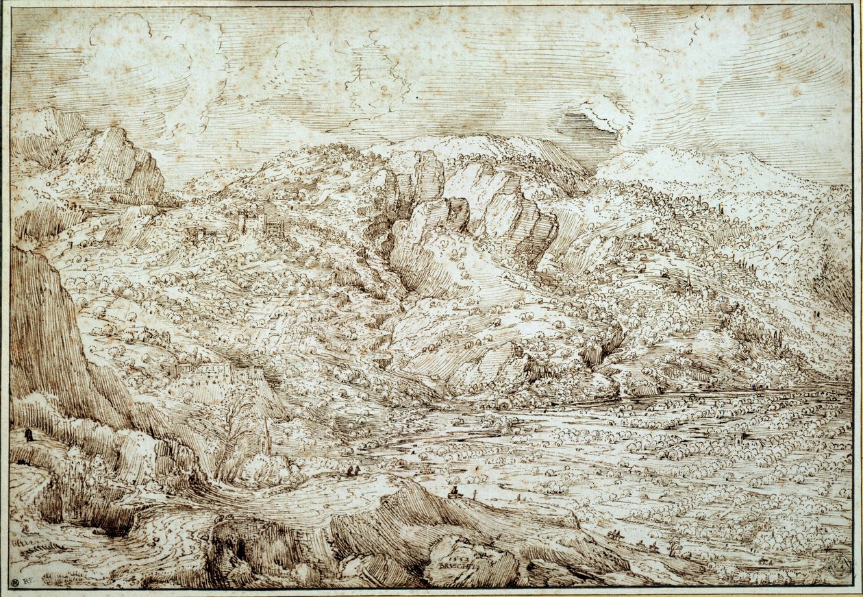 Landschap van de Alpen door Pieter Bruegel the Elder