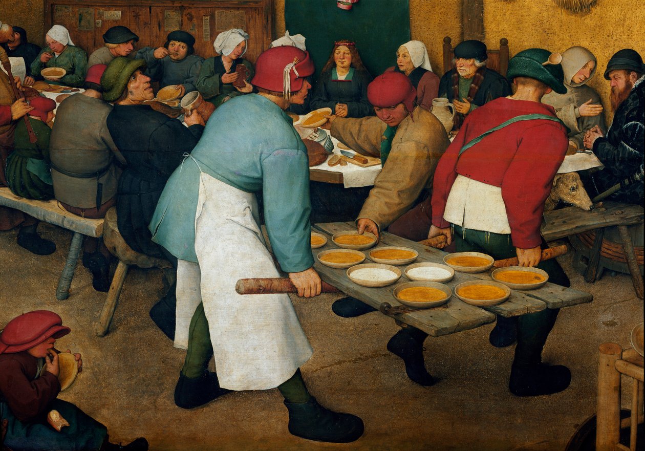 De huwelijksreis (detail) door Pieter Bruegel the Elder