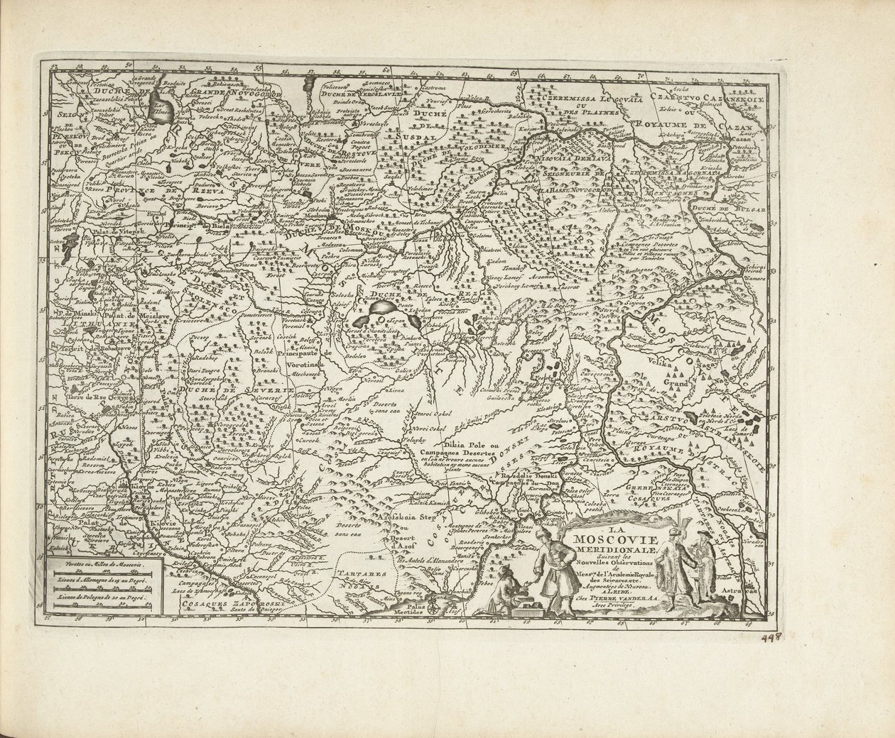 Kaart van Moscovia, 1726 door Pieter Van der Aa
