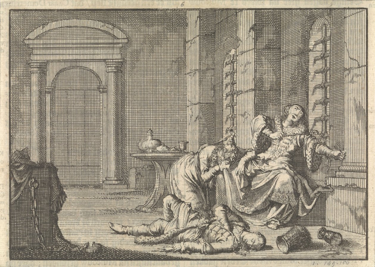 De Dood van Tsaar Fjodor II Borisovich Godunov, 1605, 1698 door Pieter Van der Aa