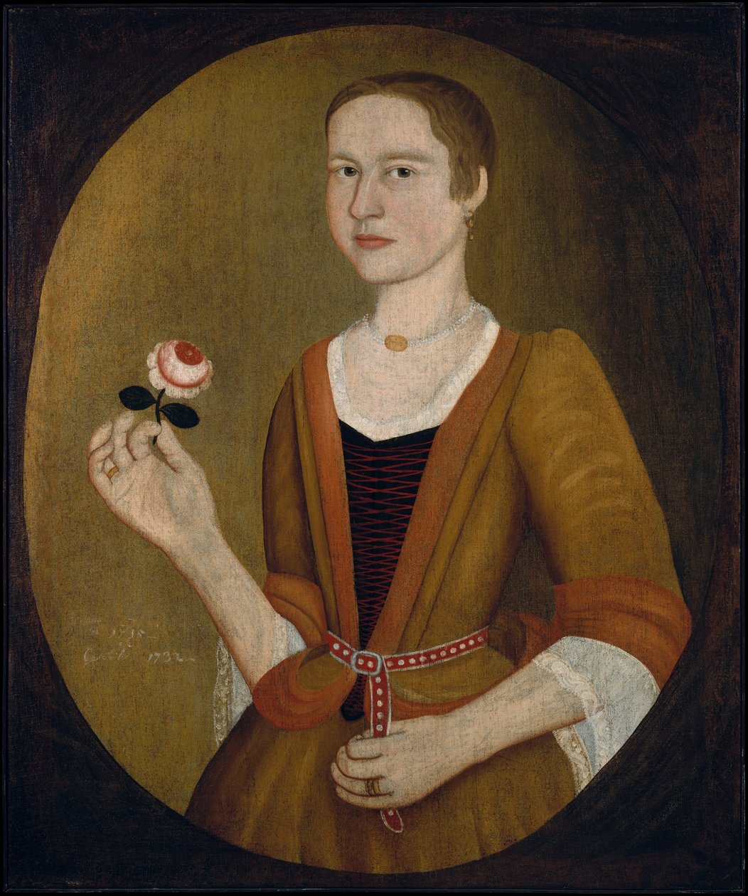 Jonge dame met een roos, 1732 door Pieter Vanderlyn