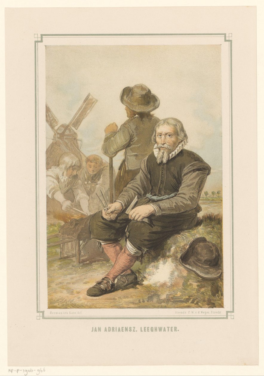 Molenmaker Jan Adriaanszoon Leeghwater aan het werk door Pieter Wilhelmus van de Weijer