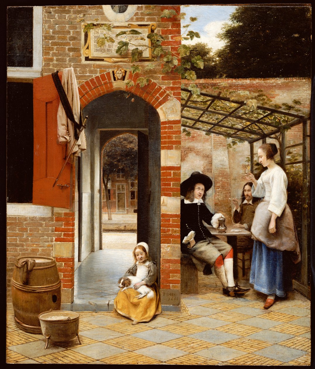 Binnenplaats van een huis in Delft, 1658 door Pieter de Hooch