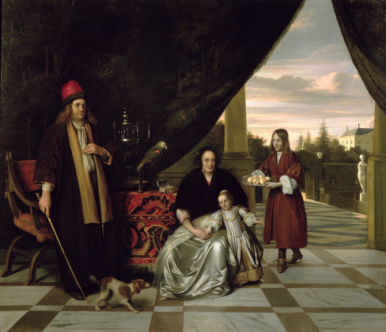 Familieportret op een terras, 1667 door Pieter de Hooch