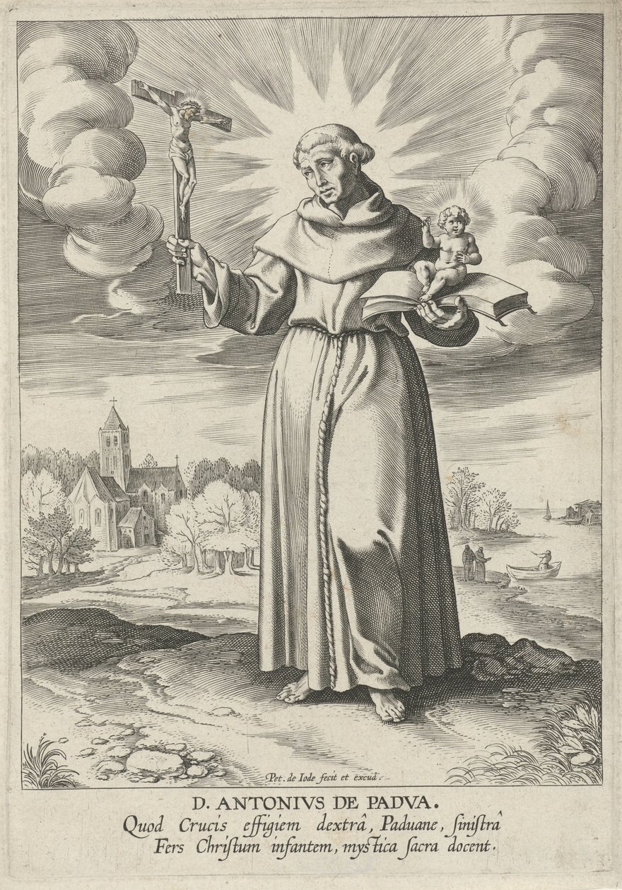 Landschap met de heilige Antonius van Padua door Pieter de Jode (I)