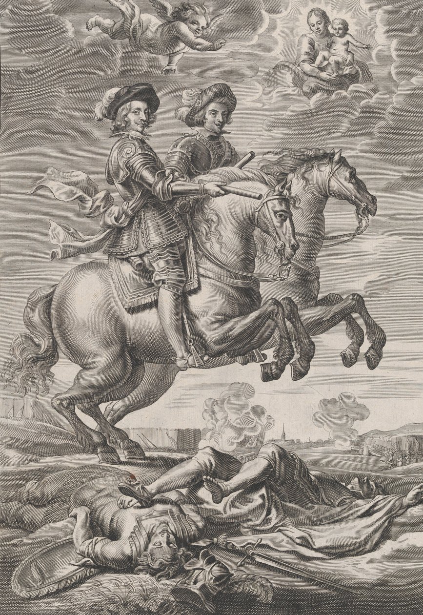 Plaat 10: De Koning van Hongarije en Ferdinand te paard, uit Guillielmus Becanus