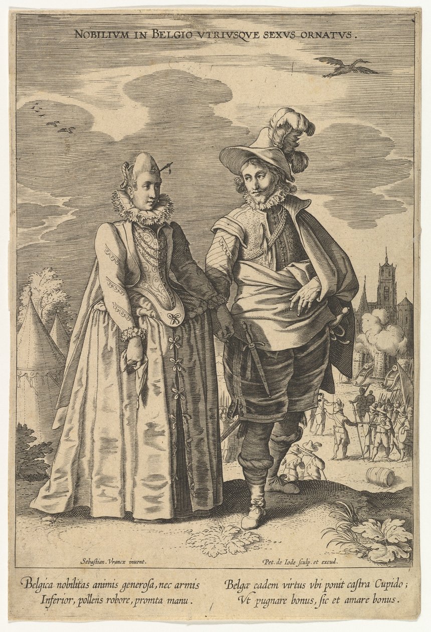Nobilium in Belgio Utriusque Sexus Ornatus, uit Mode van verschillende naties door Pieter de Jode I