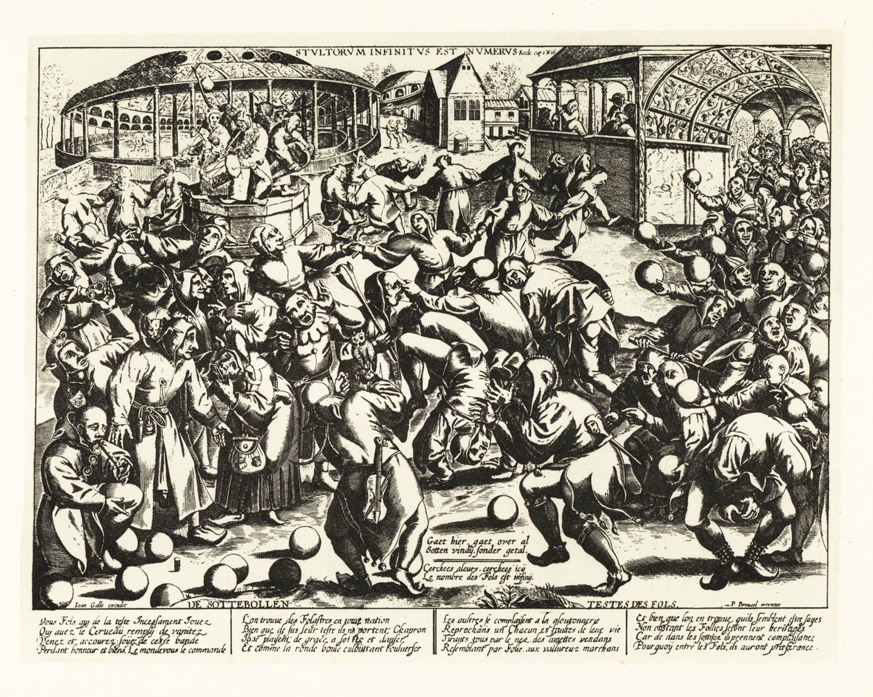 Een festival van dwazen, Middeleeuwen door Pieter the Elder (after) Bruegel