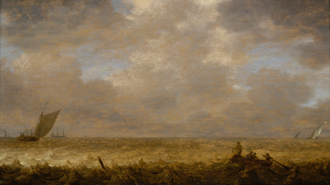 Een ondiepe zee met vissersboten, ca. 1640 door Pieter the Elder Mulier