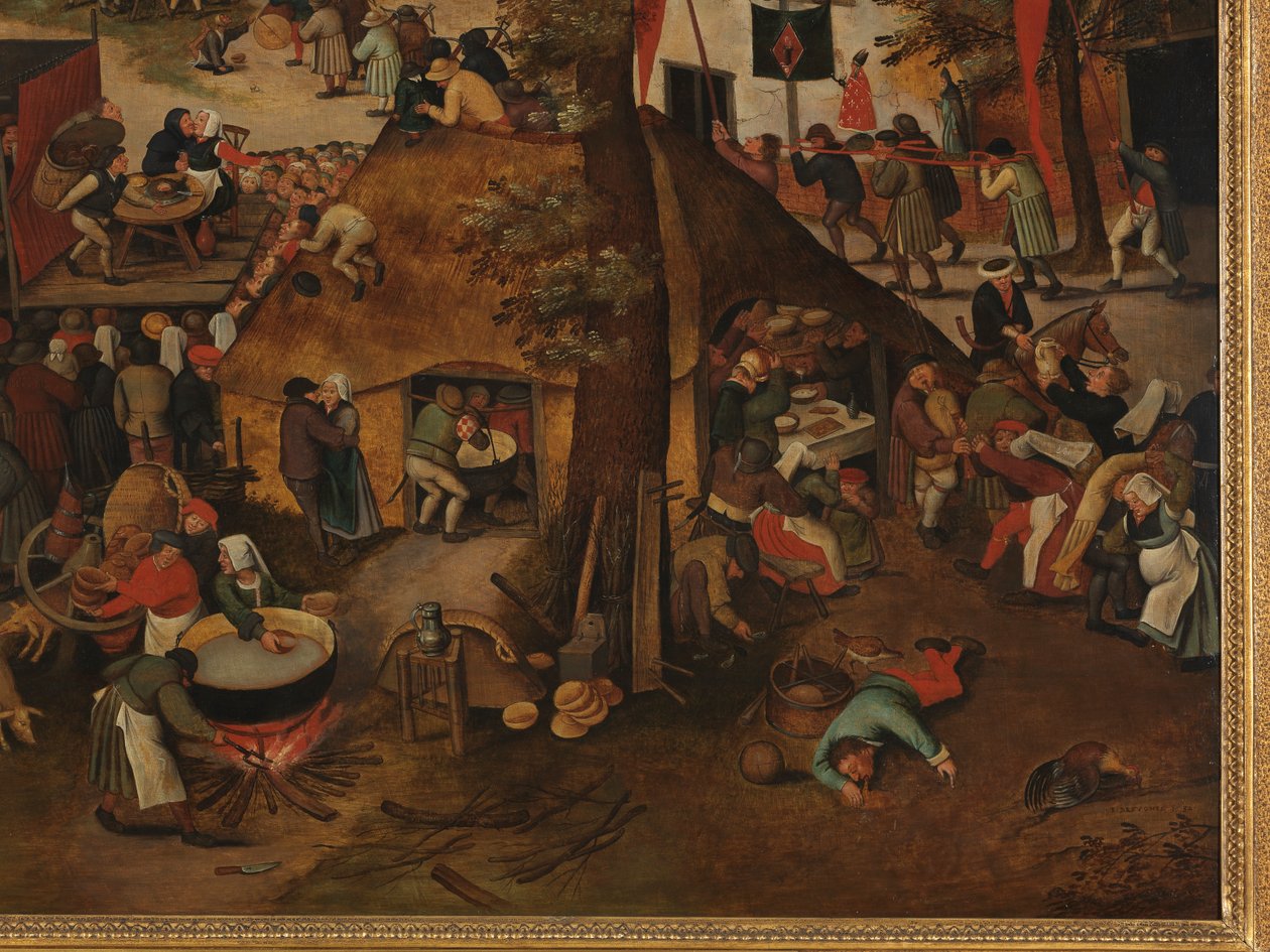 Dorpsfeest, Met een Theatervoorstelling en een Processie ter Ere van St. Hubertus en St. Antonius door Pieter Brueghel the Younger