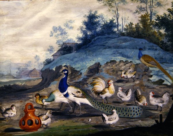 Exotische vogels in een schilderachtig landschap door Pieter the Younger Holsteyn