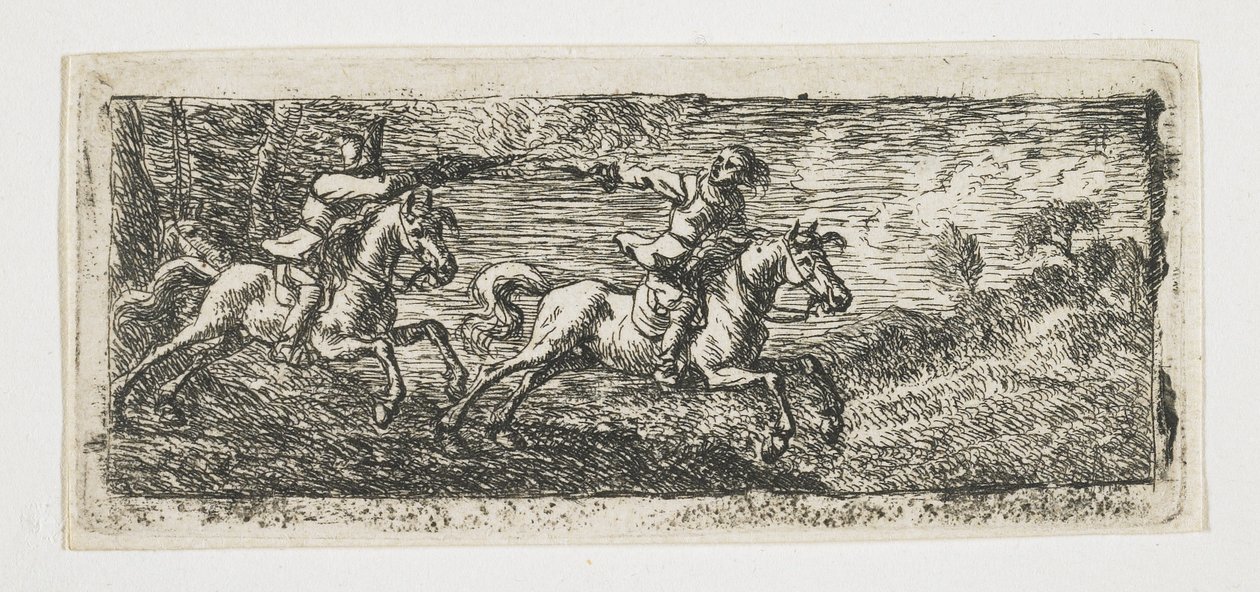 Twee Ruiters in Gevecht door Pieter van Laer