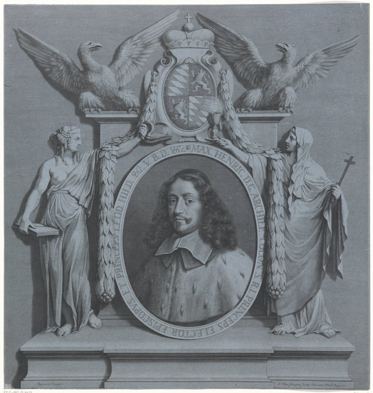 Portret van Maximiliaan Hendrik van Beieren, aartsbisschop van Keulen door Pieter van Schuppen