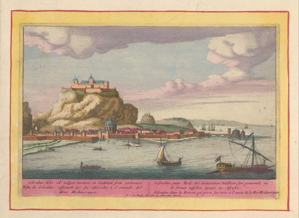 Gezicht op Gibraltar door Pieter van den Berge