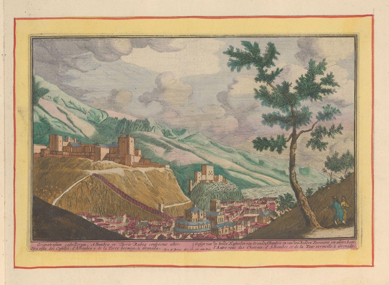 Gezicht op Granada en de gebouwen van het Alhambra door Pieter van den Berge