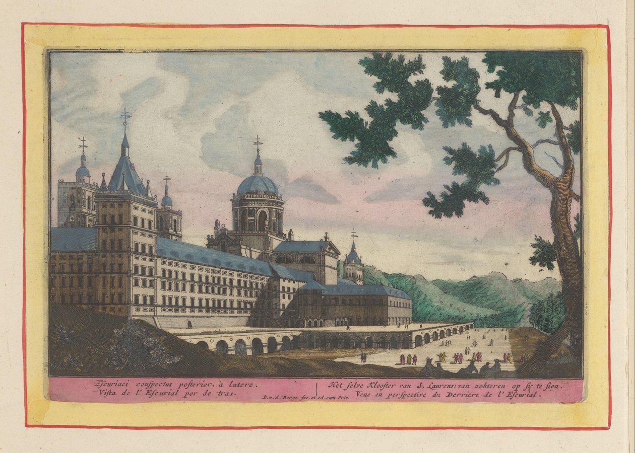 Gezicht op de achterzijde van het Escorial door Pieter van den Berge