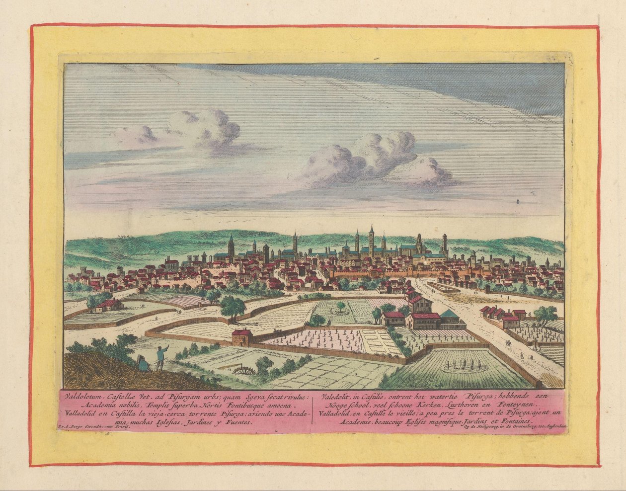 Gezicht op de stad Valladolid door Pieter van den Berge