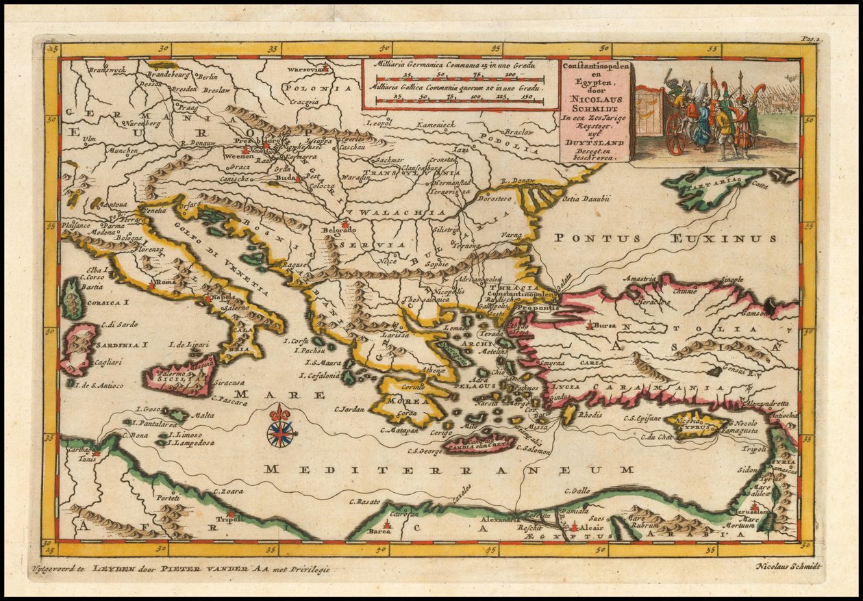 1700 kaart van het oostelijke Middellandse Zeegebied door Pieter van der Aa door Pieter Van der Aa