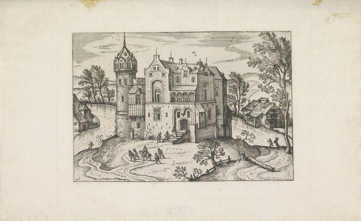 Kasteel aan een rivier door Pieter van der Borcht (I)
