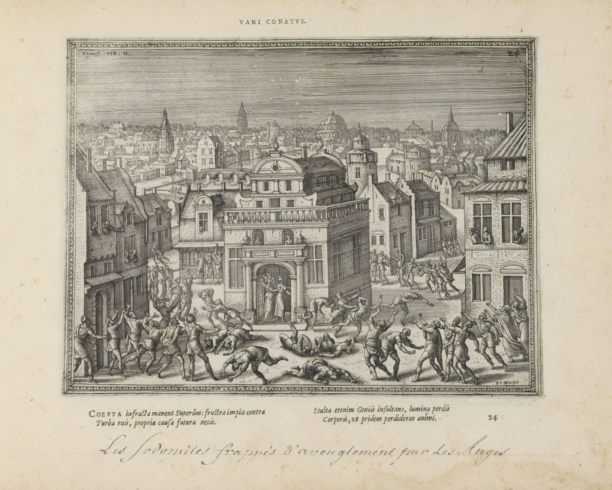 Mannen van Sodom met blindheid geslagen door Pieter van der Borcht (I)