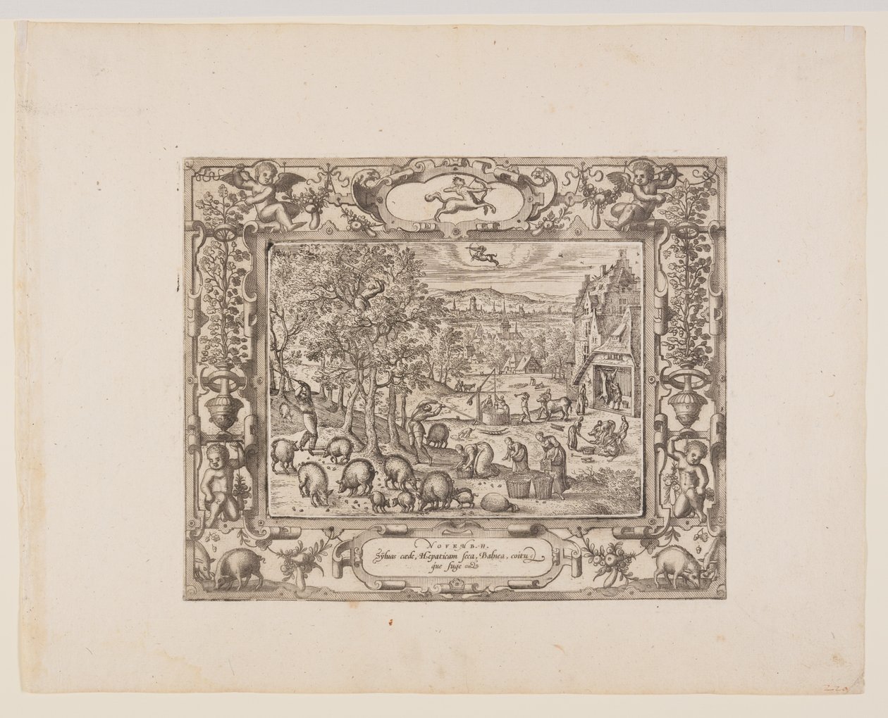 November, van De Twaalf Maanden door Pieter van der Borcht