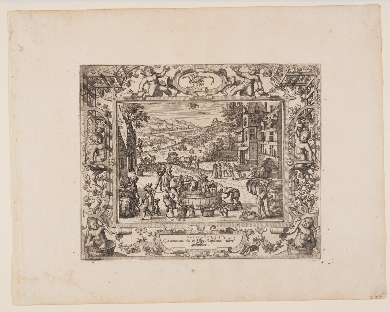 September, van De Twaalf Maanden door Pieter van der Borcht