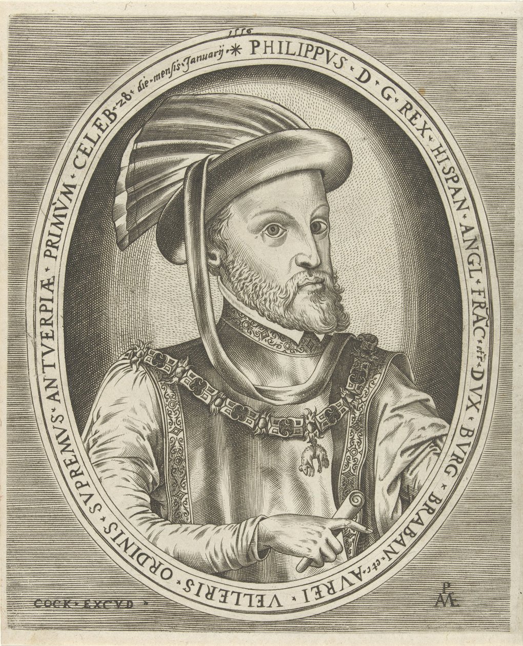 Portret van Filips II, koning van Spanje (Portretten van heersers) door Pieter van der Heyden