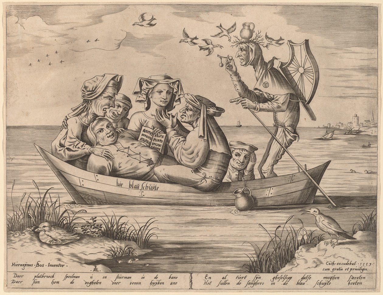 Die Blau Schuyte door Pieter van der Heyden after Hieronymus Bosch