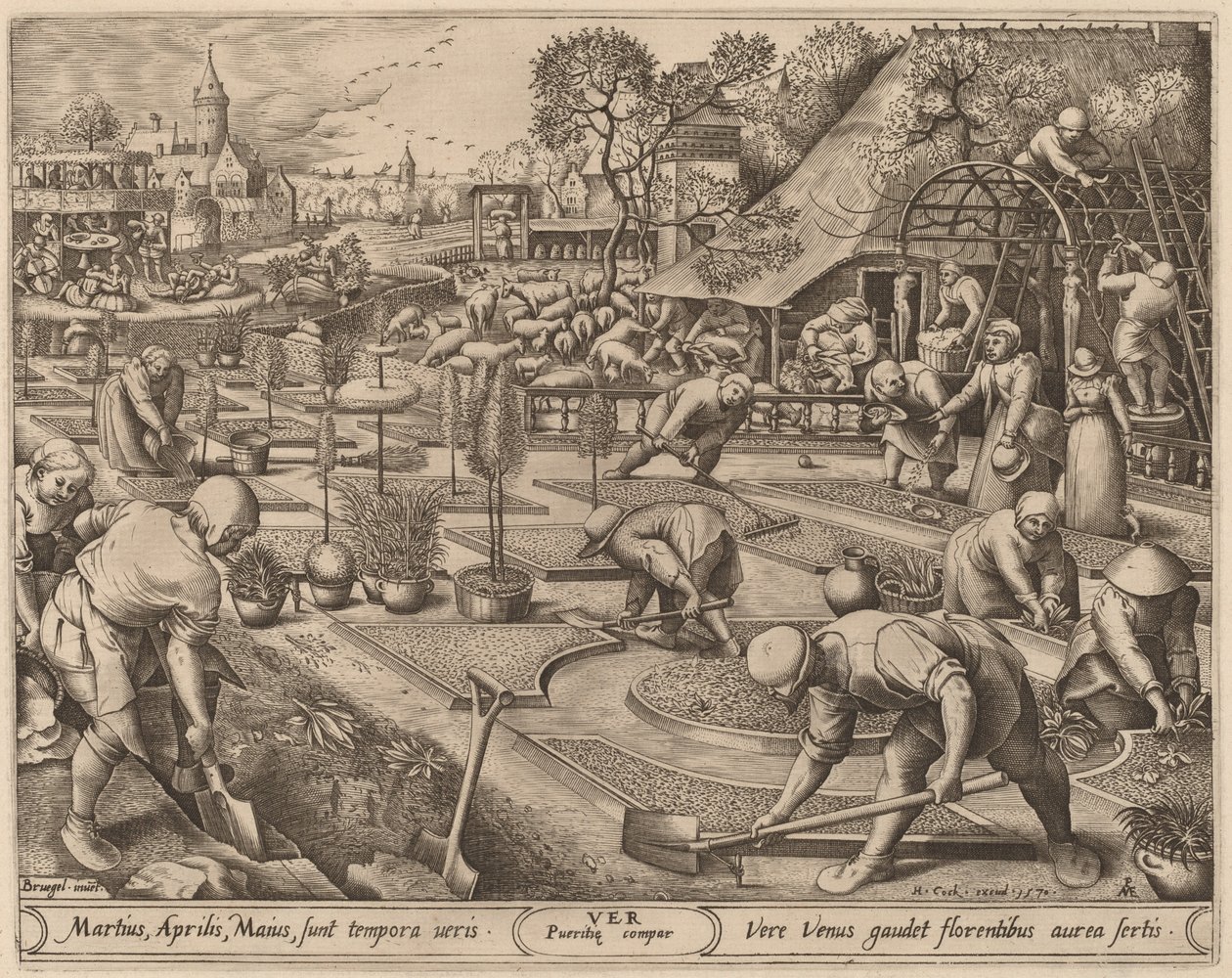 Lente door Pieter van der Heyden after Pieter Bruegel the Elder