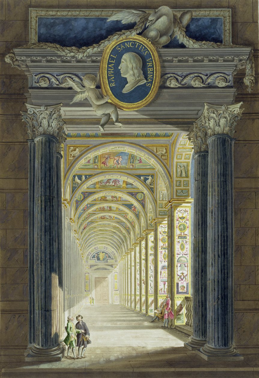 Frontispice met een medaillonportret van Raphael (1483-1520), uit Delle Loggie di Rafaele nel Vaticano, gegraveerd door Giovanni Volpato (1735-1803), gepubliceerd ca. 1772-77 door Pietro Camporesi
