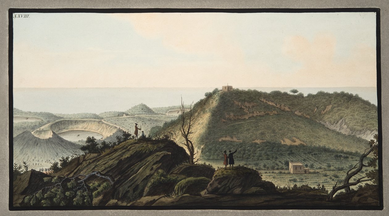 Uitzicht vanaf de top van Monte Gauro of Barbaro in zijn krater, Plaat XXVIII, uit 