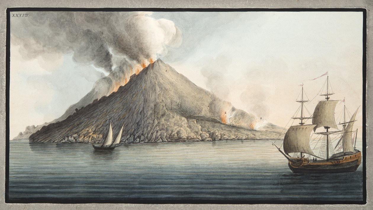 Uitzicht op het eiland Stromboli genomen door Monsieur Fabris, Plaat XXXVII, uit 