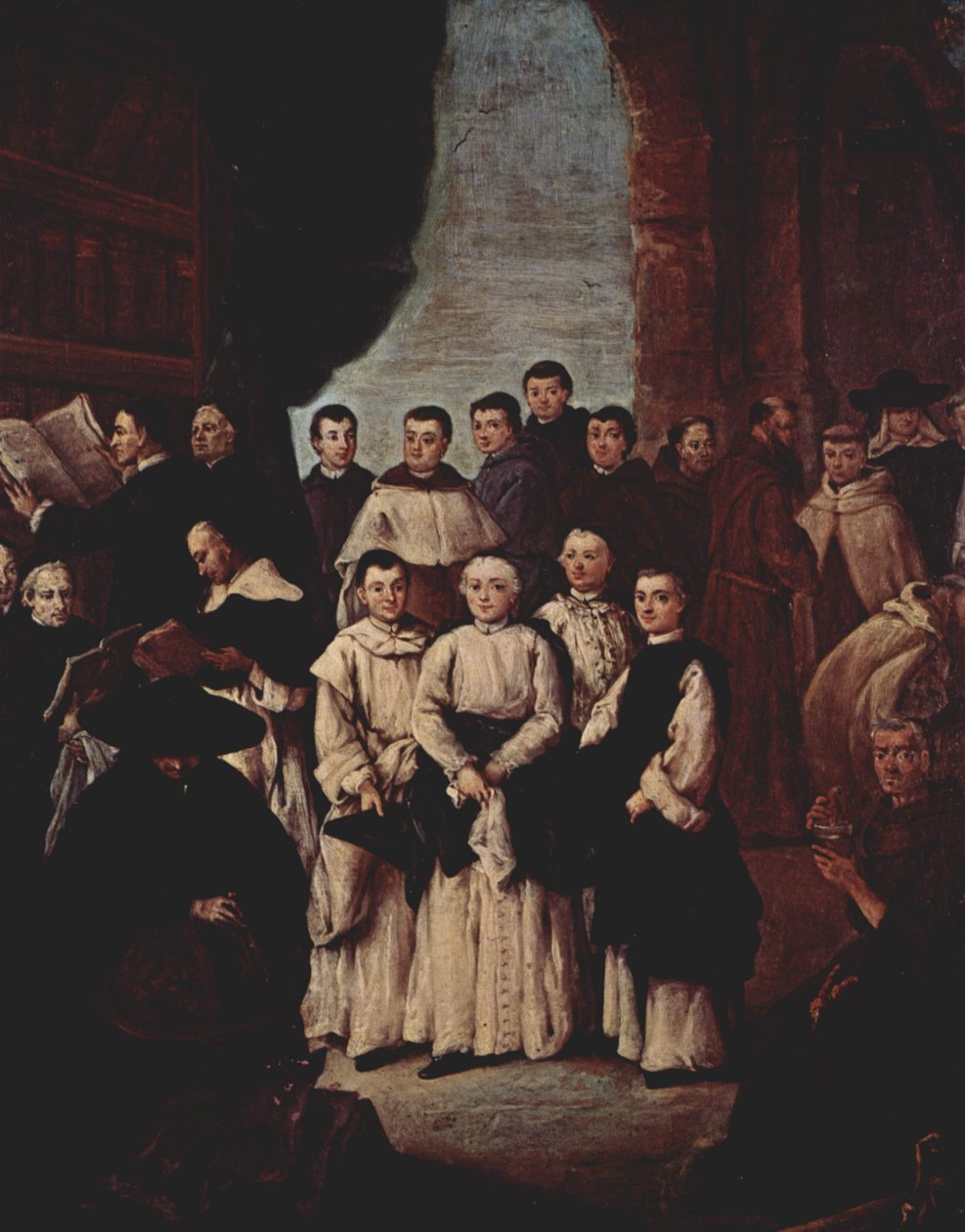 Groepsportret van Venetiaanse Monniken, Kanunniken en Leden van Venetiaanse Broederschappen door Pietro Longhi