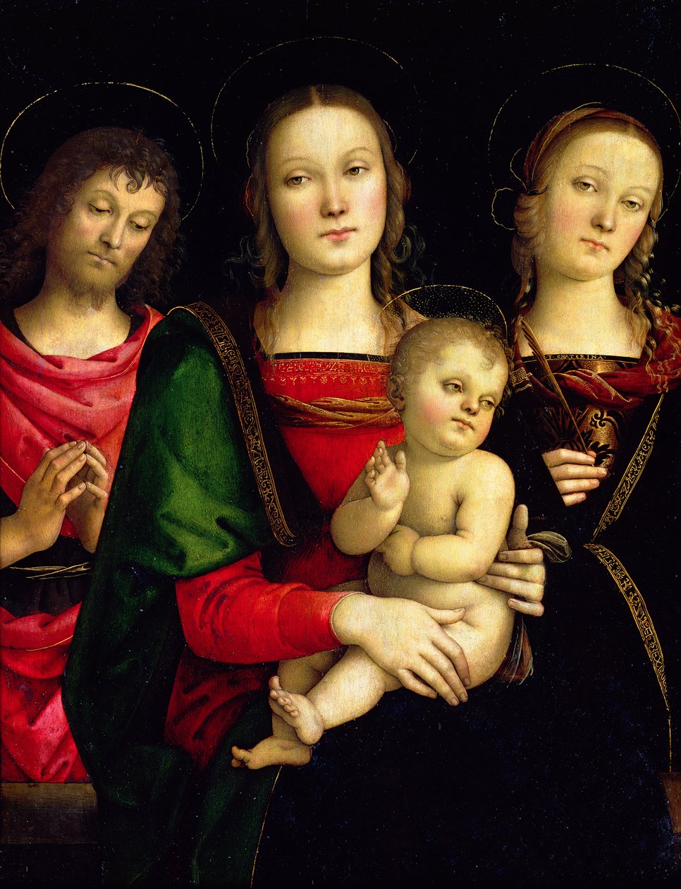 De Madonna en Kind met St. Johannes de Doper en St. Catharina van Alexandrië door Pietro Perugino