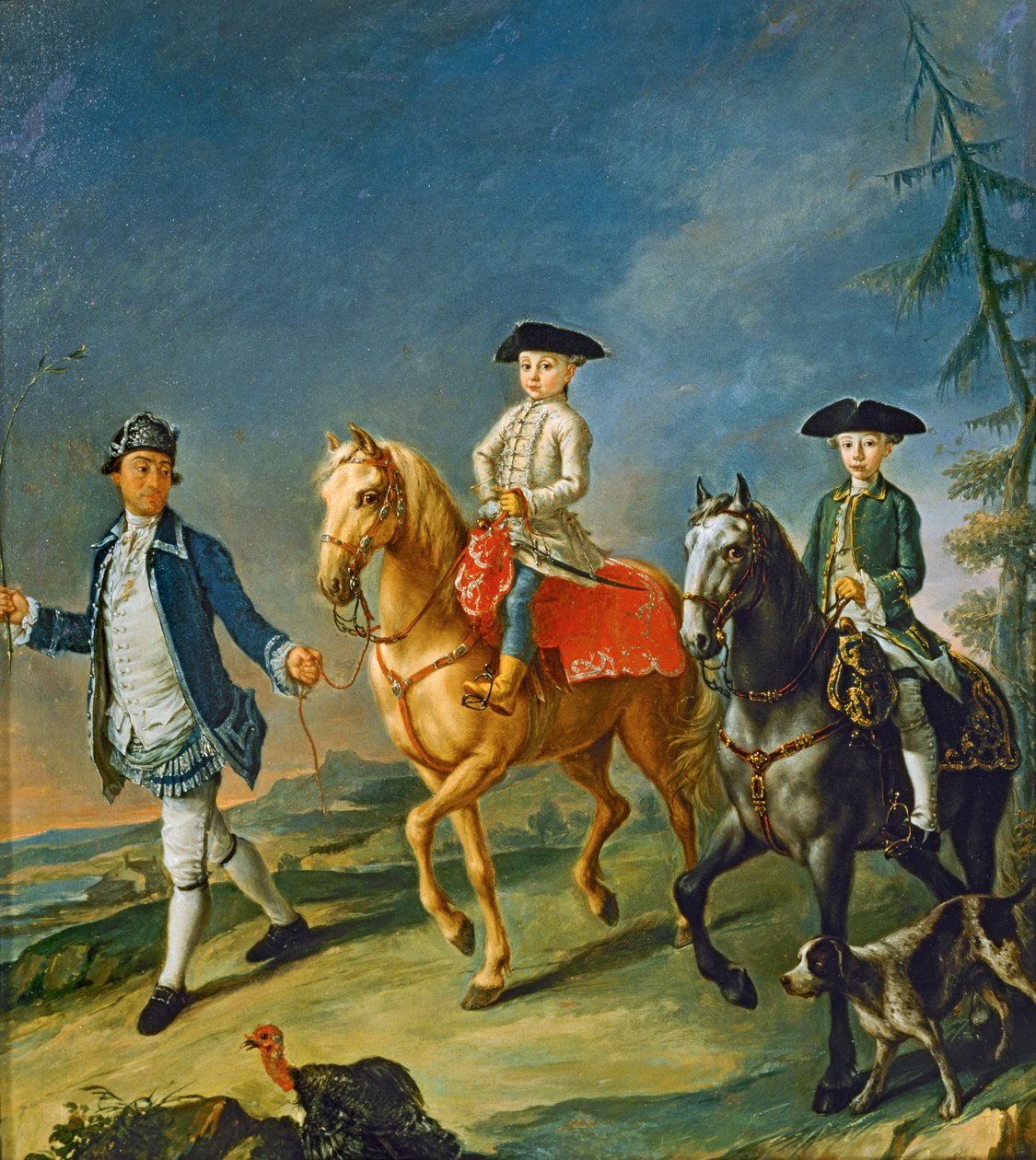 Paardrijden ... (schilderij op doek) door Pietro (circle of) Longhi
