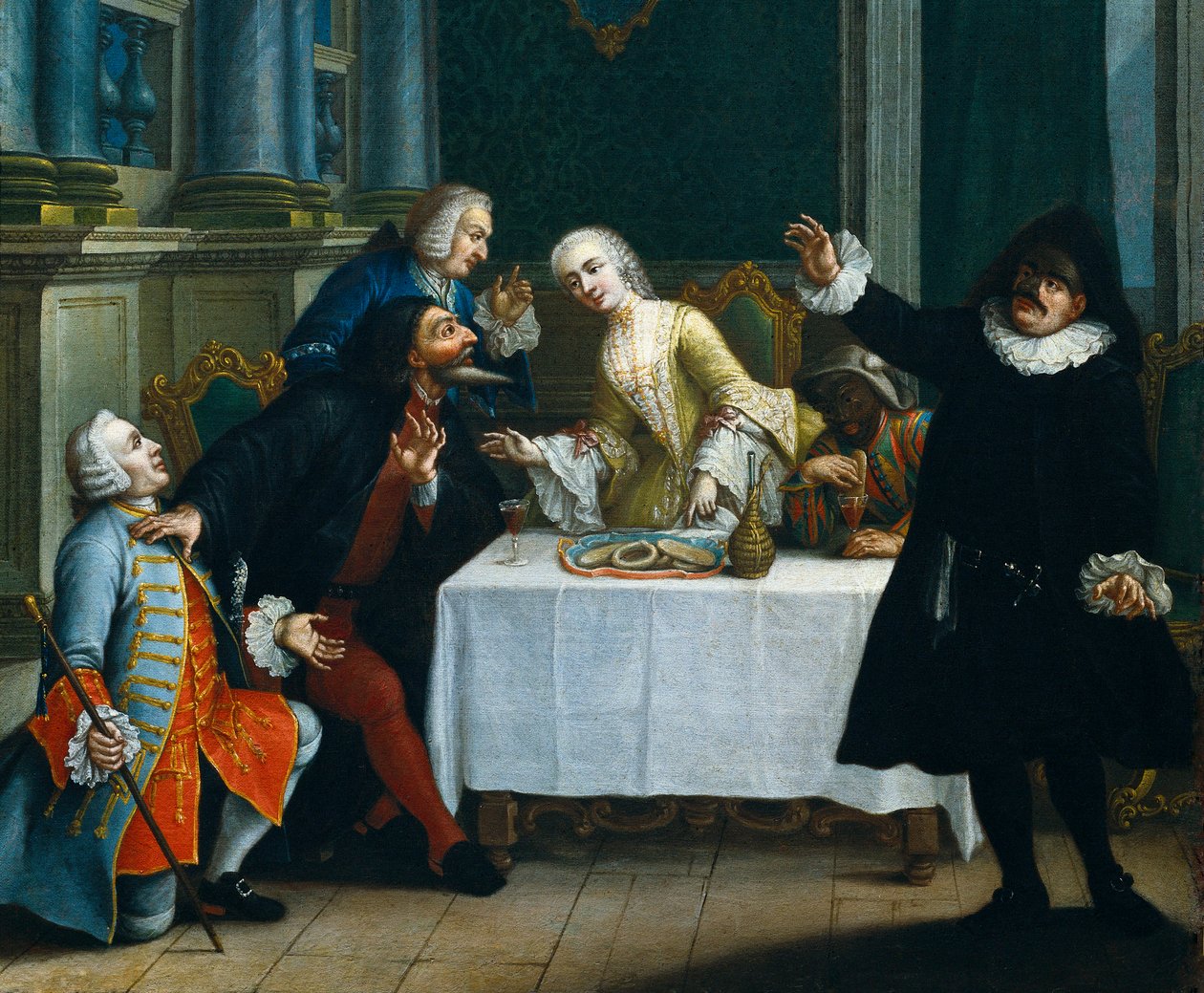 Het tussendoortje met de maskers, komedianten in Commedia dell